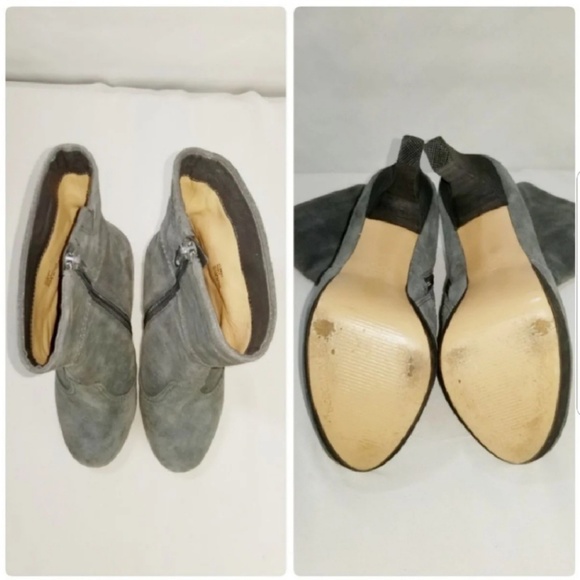 BCBGMaxAzria Aubrey Grey Leather Heeled Boots 7 - Picture 3 of 7